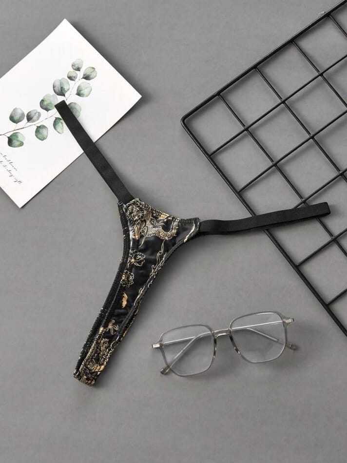 MAD-MEN New Fashion Dragon Print Thong Underwear